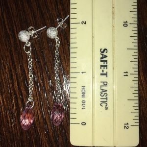 Sterling Silver & Pink Crystal Earrings